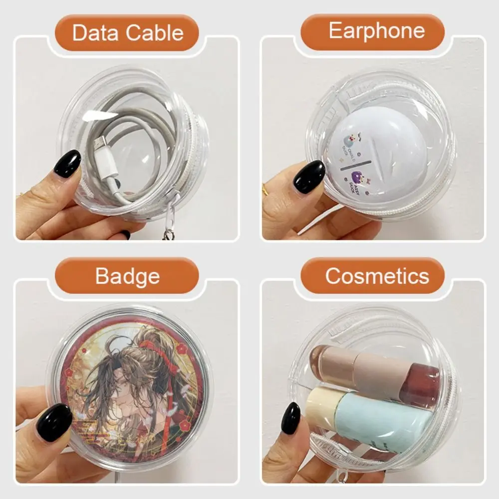Sac d'extérieur Transparent, câble de données pour clé d'écouteurs, Dia.6.3/7/8cm, sac de rangement pour câble de données, sac de décoration pour jouet