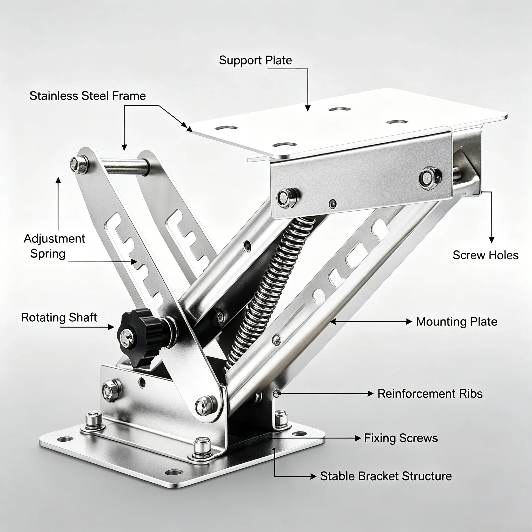 304 Stainless Steel Marine Engine Bracket with Plastic Panel, Outboard Motor Mount Bracket, Yacht & Vessel Hardware Accessories