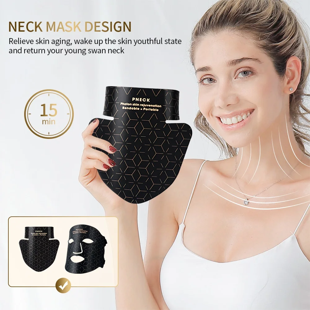 Wireless 3D Silicone LED Face Neck Mask with 480 Lamp Beads Infrared Light Photon Mask Skin Rejuvenation Anti-Ance Shrink Pores