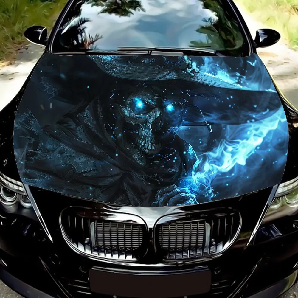 

Mystic Dark Magic Blue Eye Skeleton ПВХ автомобильные виниловые обертки, самоклеящаяся водонепроницаемая наклейка на капот автомобиля, защита украшения автомобиля
