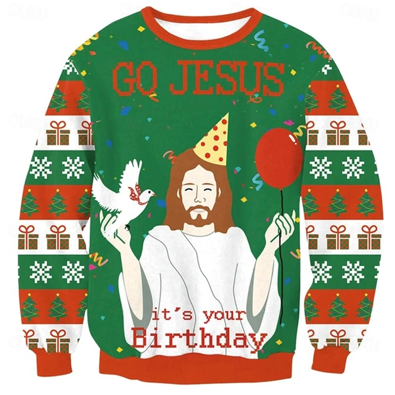 Fashion Jesus Ugly Christmas Sweater For Women Clothes Hip Hop Bar Party Men Sweatshirts Casual Male Pullovers Tops Tracksuit