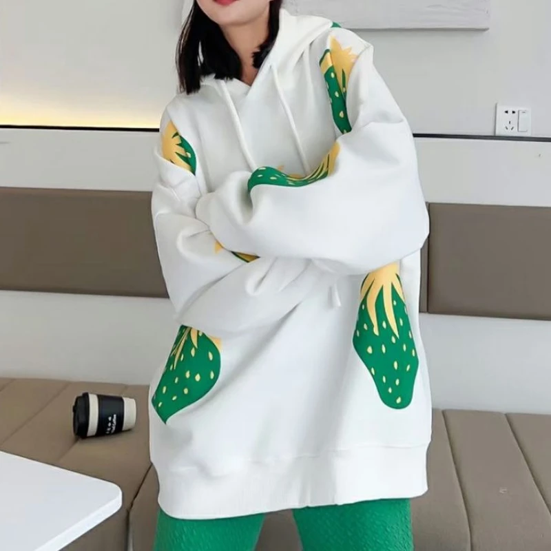 Lange mouw bedrukte vrouwelijke capuchon top jaren 90 vintage hoge kwaliteit Koreaanse kleding jaren 2000 casual Kpop Emo dames hoodies sweatshirts