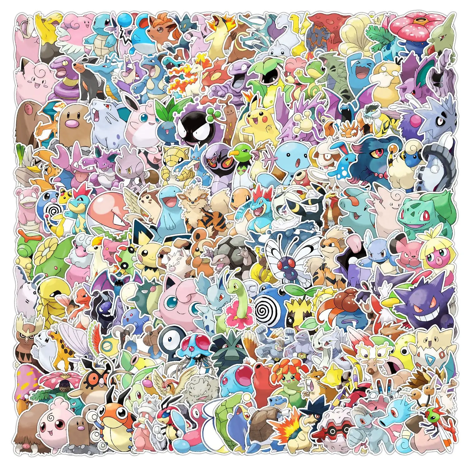 50/100/200Pcs Kawaii Pikachu Pokemon Stickers Decoration Decals Laptop Skateboard Car Luggage Phone Waterproof Sticker Toy DIY