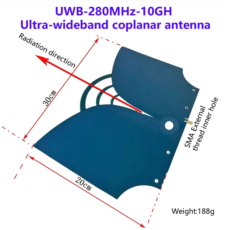 UWB Ultra Wideband 280Mhz-10GHz RF Reception and Transmission Directional Antenna