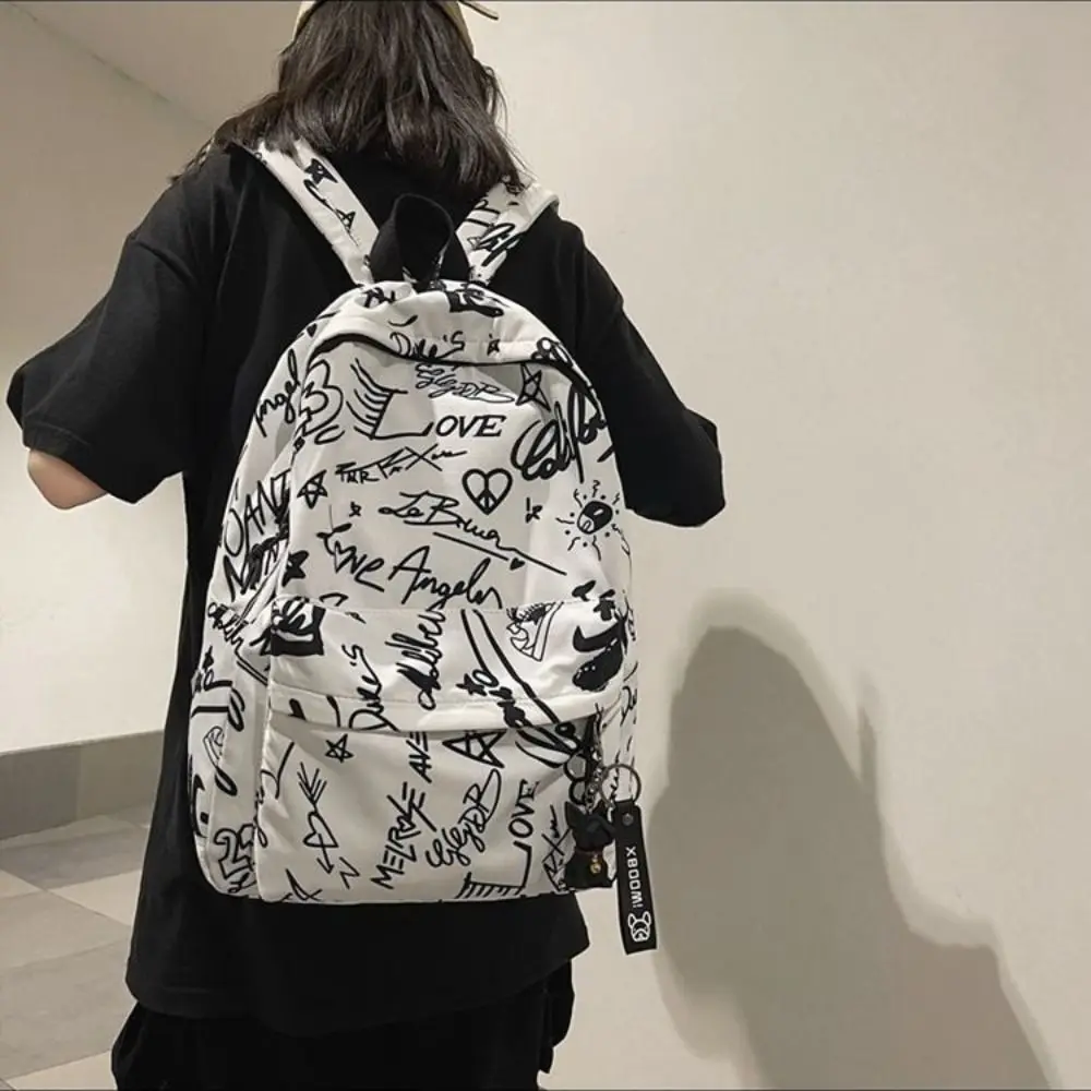 New Fashion Large Capacity Backpack Korean Style Ultra-light Schoolbag Graffiti Trend Shoulder Bag