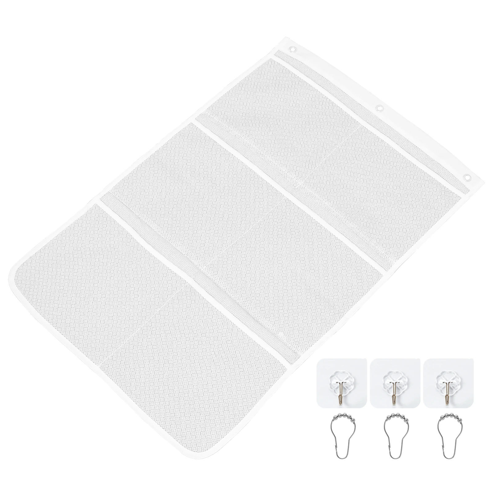 

Travel Shower Organizer 6 Pockets Seamless Hooks Hanging Bathroom Accessories Storage Bag Closet Door Mesh Holder (Random Color)