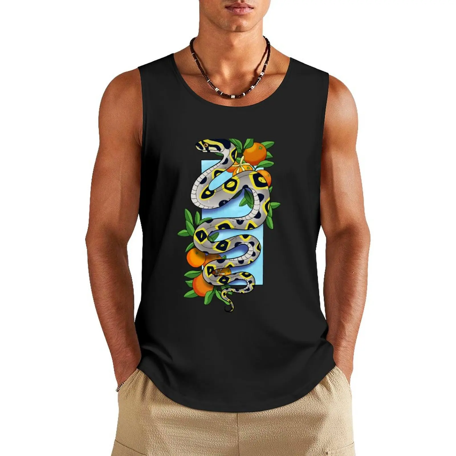 Mandarin rat snake Tank Top Men's clothing Man sleeveless shirt t-shirts man anime gym