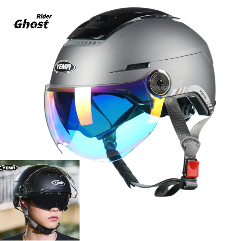 オールシーズン対応電動バイクヘルメット男性用夏用日焼け止めバッテリーカー女性用ユニバーサル安全ヘルメット
