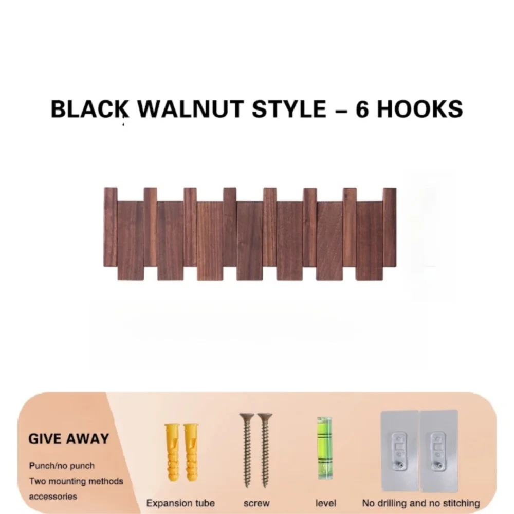 Creatieve wandgemonteerde houten kapstokken Pianosleutelvormige kunst Toegangsdeur Veranda Ophanghaak met 8 haken Kledinghaak Home Decor