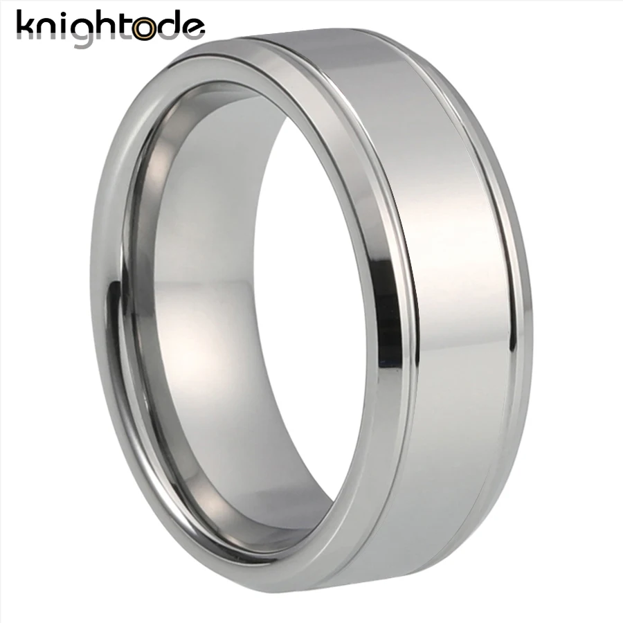 8mm 6mm High Quality Tungsten Carbide Wedding Band For Men Women Lovers Rings Beveled Stepped Edges Polished Shiny Comfort Fit