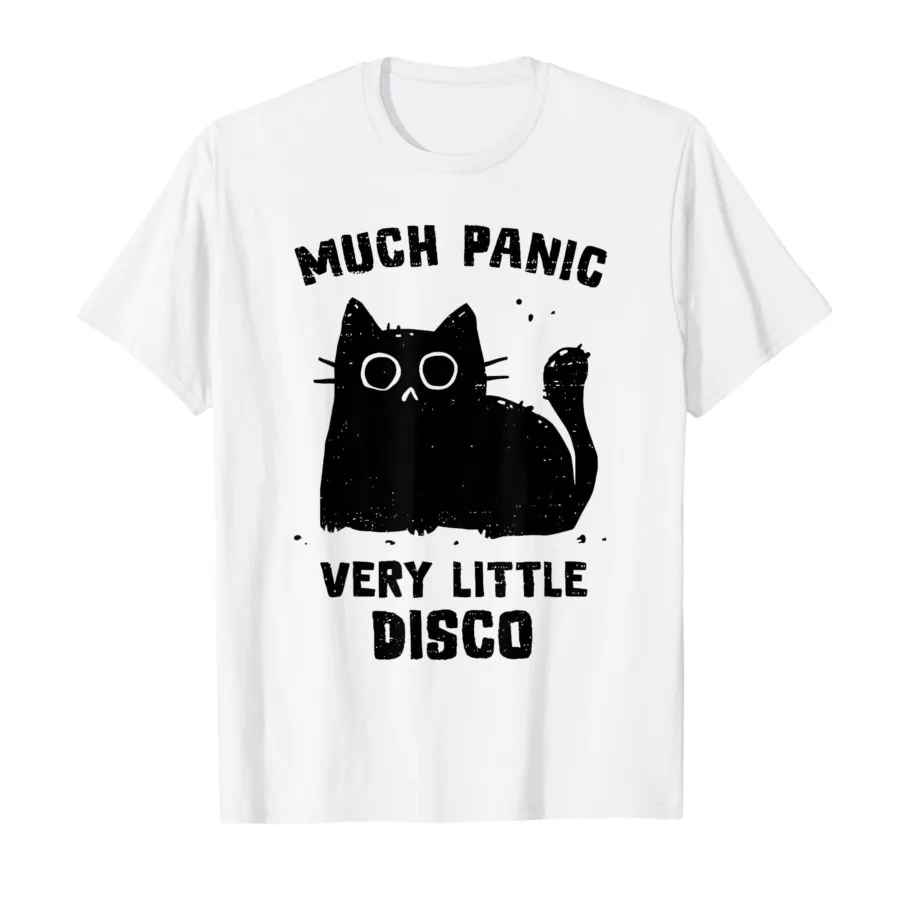 Much Panic Very Little Disco Funny Cat Japanese WomenT-shirt Summer Men T Shirts Short Sleeve Tops Women's Clothing