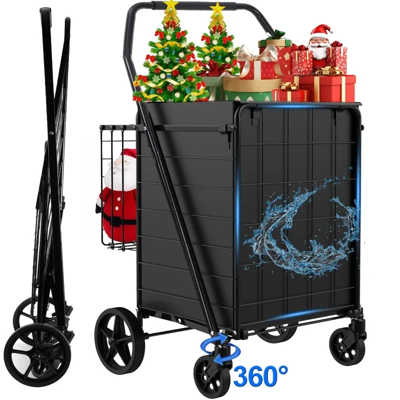 

Shopping Cart, Heavy Duty Grocery Cart with Removable Basket, 360° Rolling Laundry Cart & Lightweight Trolley for Shopping,