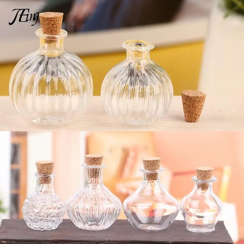 1:12 Dollhouse Miniature Storage Tank Glass Bottle With Cork Cover Mini Tiny Jar Flower Vases Model Toys Doll House Decor Access