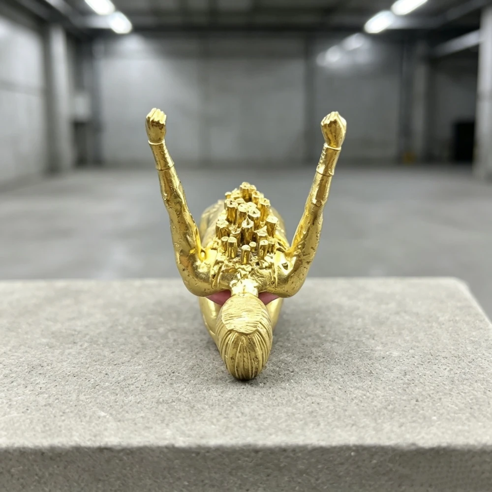 Vintage Brass Squatting Female Mini Figurine Collectible Statue Desktop Decor Home Ornament Gift for Collectors