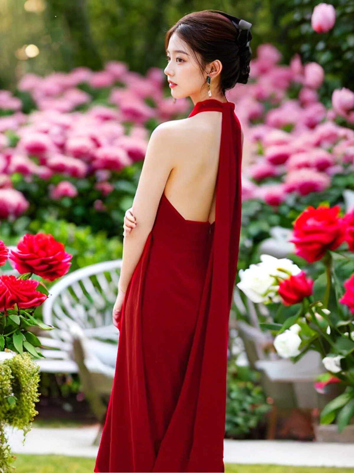 

Wedding Dr Red Evening Gown Ne Hanging Fi Tail Wedding Ceremony Dr for Bride to Be Formal Ladies Par Gown