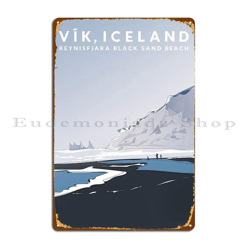 Vik Reynisfjara Black Sand Beach Iceland Travel Poster Metal Plaque Poster Club Living Room Club Bar Printed Tin Sign Poster