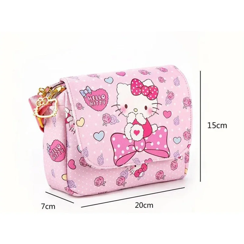 Sanrios-Bolsa de mensajero de dibujos animados de Anime Cinnamoroll Kuromi My Melody, monedero de juguete de PU, bolso de hombro, regalo de cumpleaños para niñas