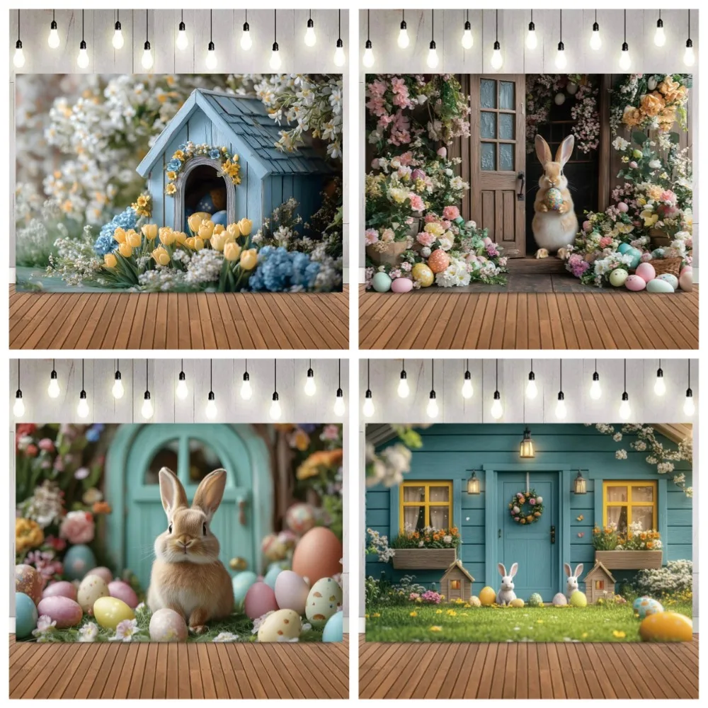 

Easter egg cute rabbit photography Backdrop, children birthday party, family gathering decoration photography studio background