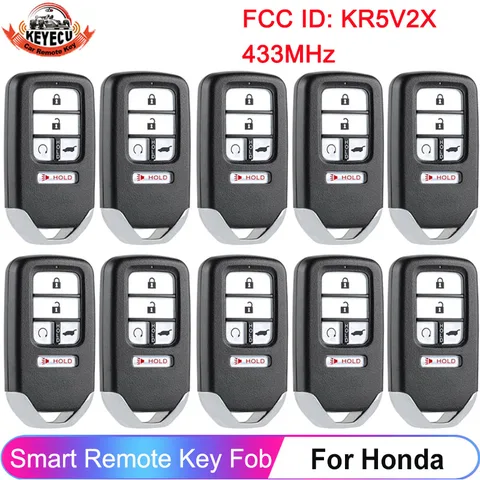 KEYECU KR5V2X для Honda Civic CR-V Pilot 2016 2017 2018 2019 2020 2021 2022 433 МГц ID47 чип автоматический смарт 5 кнопок брелок дистанционный ключ