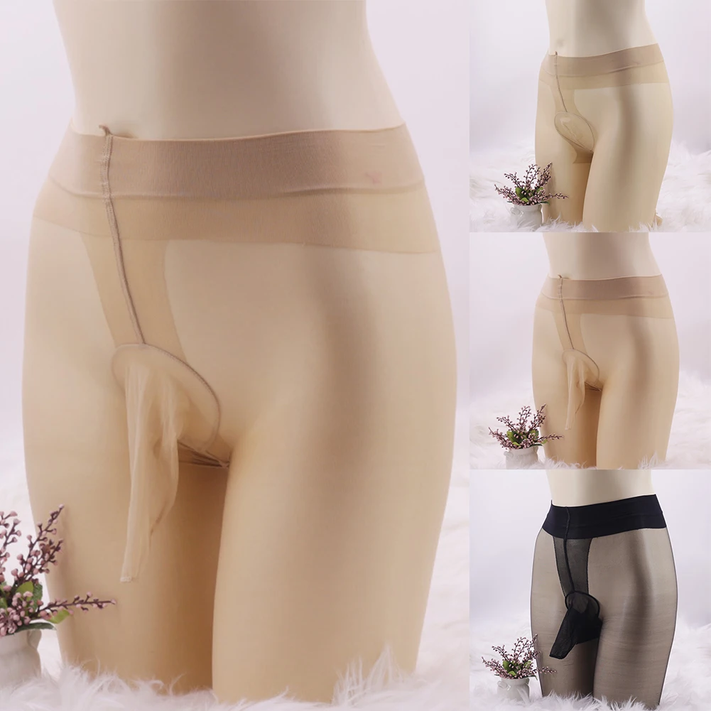 Men Open Crotch Pantyhose Lingerie Seamless Tights Gay Sissy Pouch Bodyhose Stockings Sexy Underwear JJ Sleeve Erotic Hosiery
