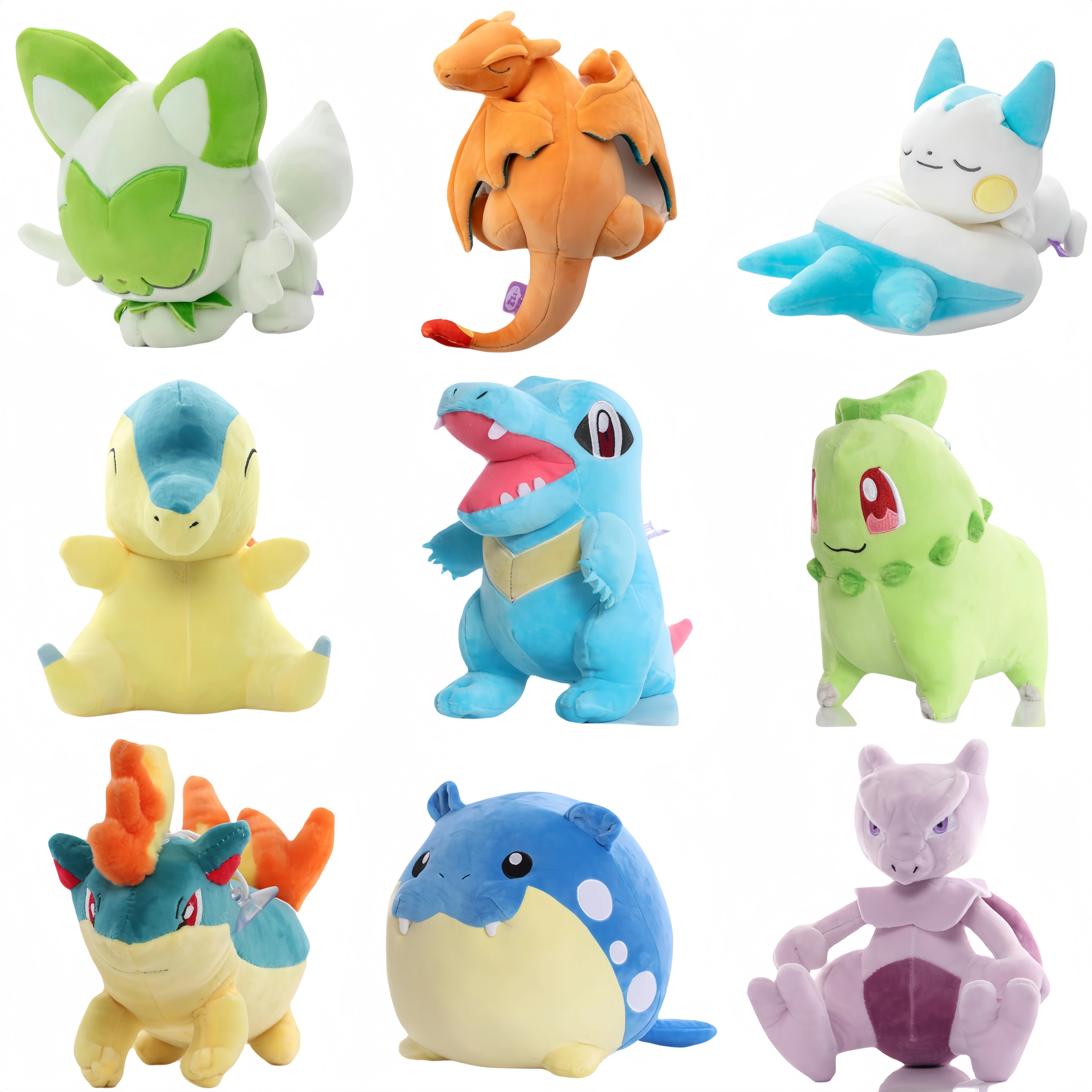 

Новинка, плюшевая игрушка HQ Sprigatito, Charizard Pachirisu квилава, Cyndaquil Mewtwo Gengar Riolu, джигглиффи, фанпи, Пикачу, мягкая кукла