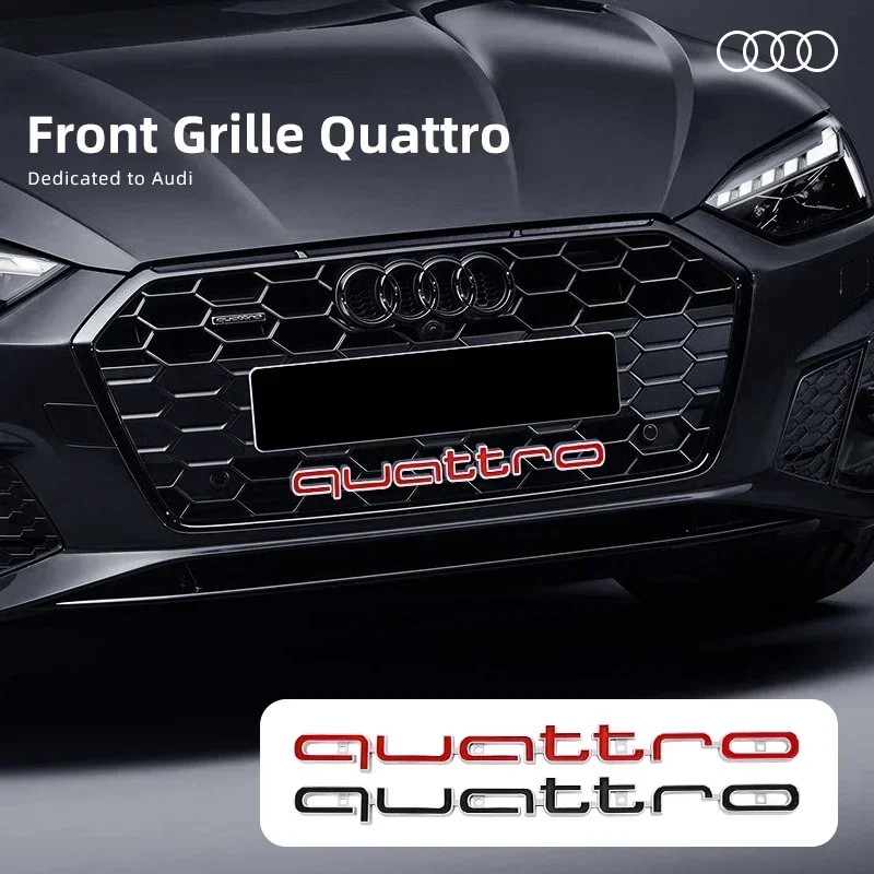 3D ABS Quattro Emblem Car Front Grille Badge LOGO Auto Accessorie For Audi SLine A5 C6 C5 A1 A7 Q3 TT S3 B5 A3 8P 8V B6 8L Q2 S4