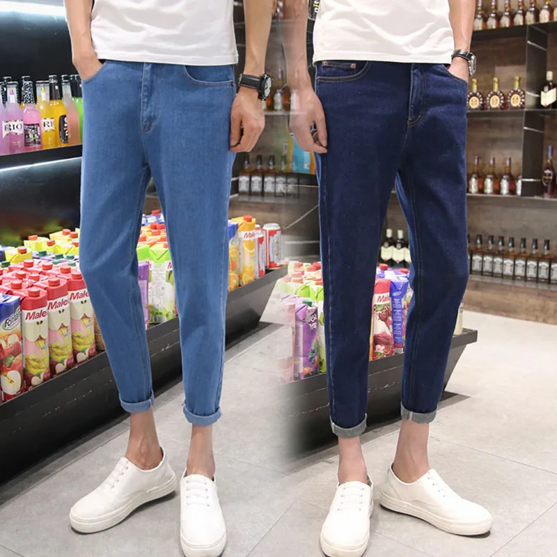 

Spring Autumn 2022 Fashion Ankle Length Jeans Men's Youth Fashion Simple Slim Light Japanese Retro Trend Small Feet Pants