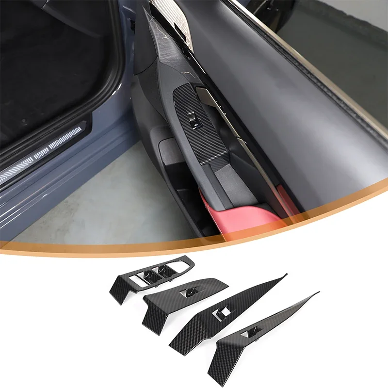 

For BMW 5 Series G60 2024+ Car Glass Lift Frame Decorative Sticker ABS Carbon Fiber Pattern Interior Accessories