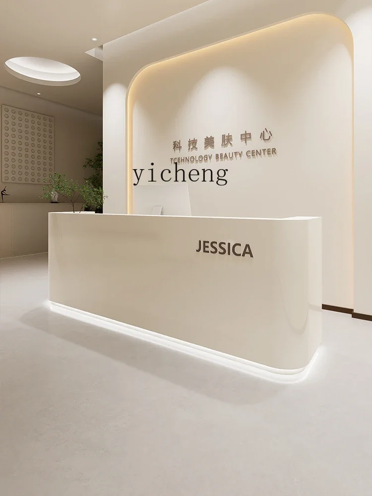 Clothing Store Cashier Desk Beauty Salon Yoga Pavilion of Regimen Paint Desk Reception Desk