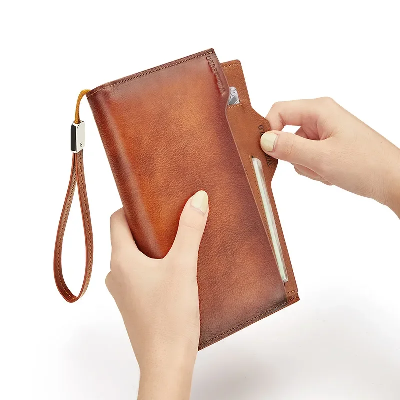 Wallet Leather men's long first layer cowhide large capacity bank card bag leather bag multi-function driver's license cover