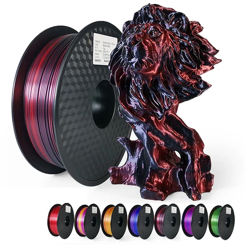 Impresora 3D de filamento PLA rojo y negro de seda de 1,75mm, Material de impresión 3D de dos colores, sublimación mágica de doble Color, Duotone 250g