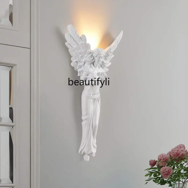 

French plaster wall lamp engraved bedroom TV background wall aisle corridor decorative lamp