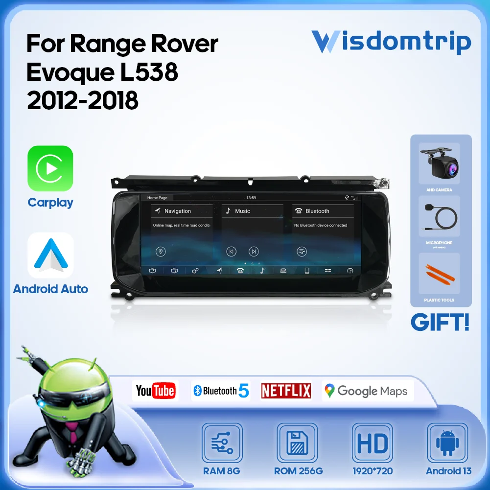 

10,25 дюймов для Range Rover Evoque L538 2012-2018 автомобильный умный мультимедийный видеоплеер радио GPS-навигация 4G Carplay + авто Android13