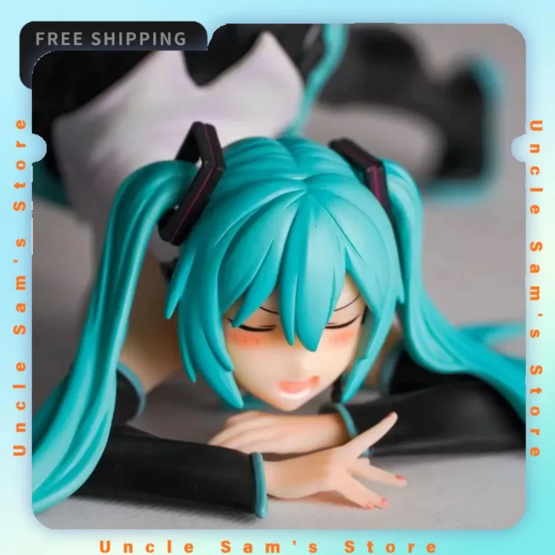 15cm-hatsune-miku-lying-pose-maid-outfit-figure-green-hair-black-stockings-anime-collectible-model-movable-desktop-ornament-gift