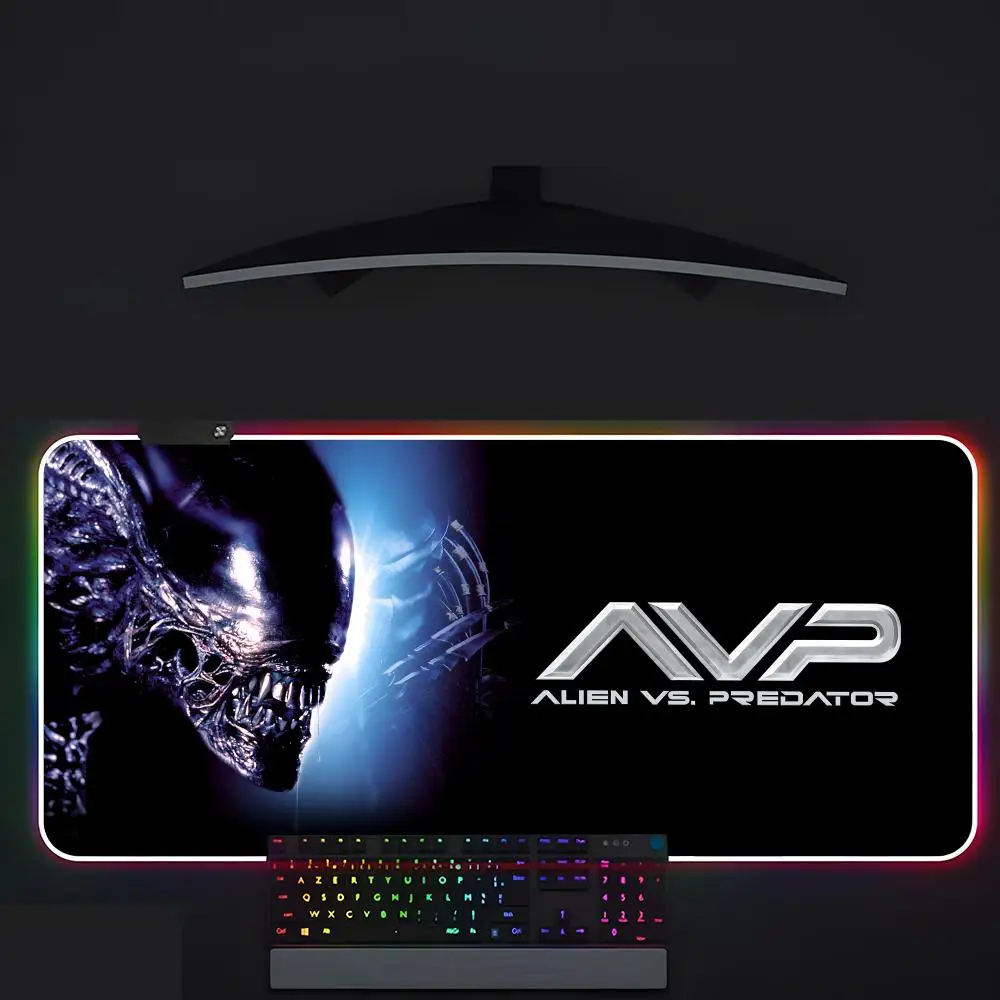 Alien Vs Predator Dicat Mouse Pad Gamer Pendaran Led Mouse Pad Meja Gaming Rgb Deskmat Keyboard Pc Mousepad