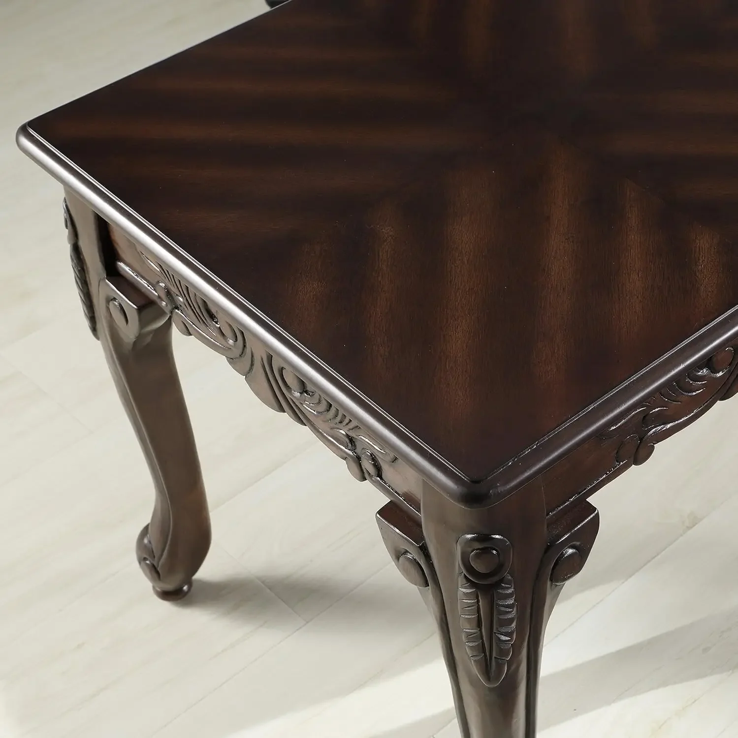 [New Arrival!]Traditional Ornate Detailing Wood Coffee Table, Dark Cherry