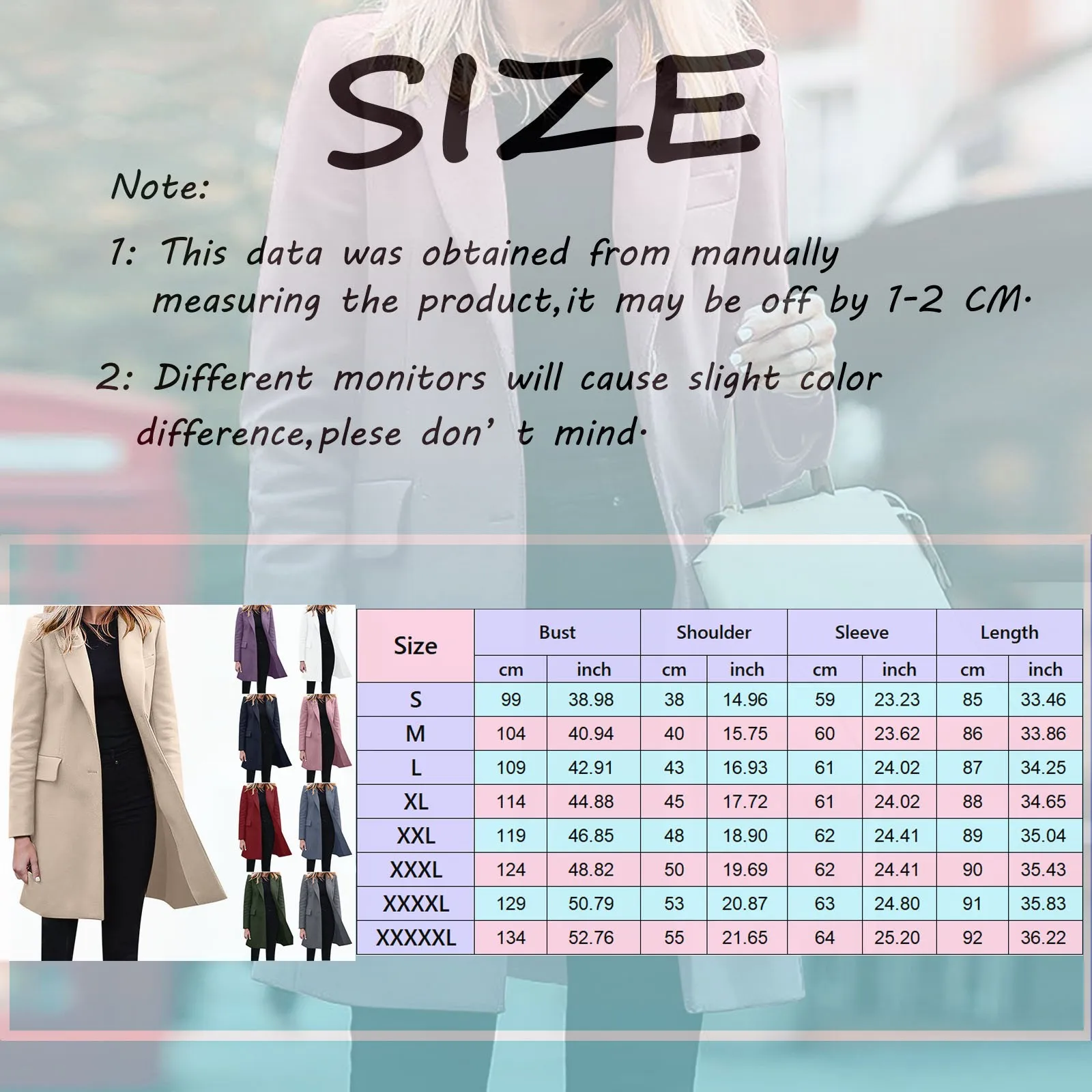 Autumn Winter Trench Coat For Women Suit Coat Single-Breasted Long Blazer Jacket Women Coat Women Slim Elegant Pocketed Peacoat