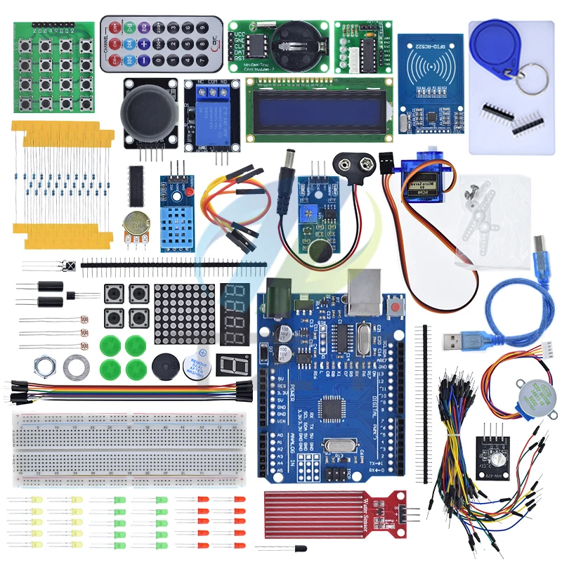 tzt最新rfidスターターキット-arduino-unor3用-unor3ブレッドボードとホルダー、ステッピングモーター-サーボ-1602-lcd-ジャンパーワイヤー-unor3