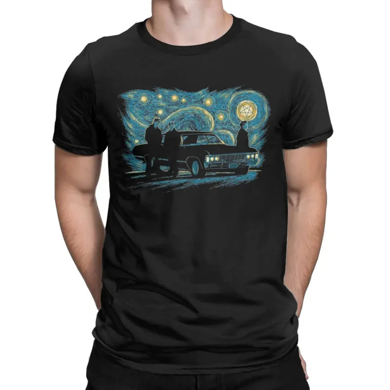 Supernatural night men's T shirt humorous tee shirt short sleeve o neck T-shirts 100% cotton unique clothes