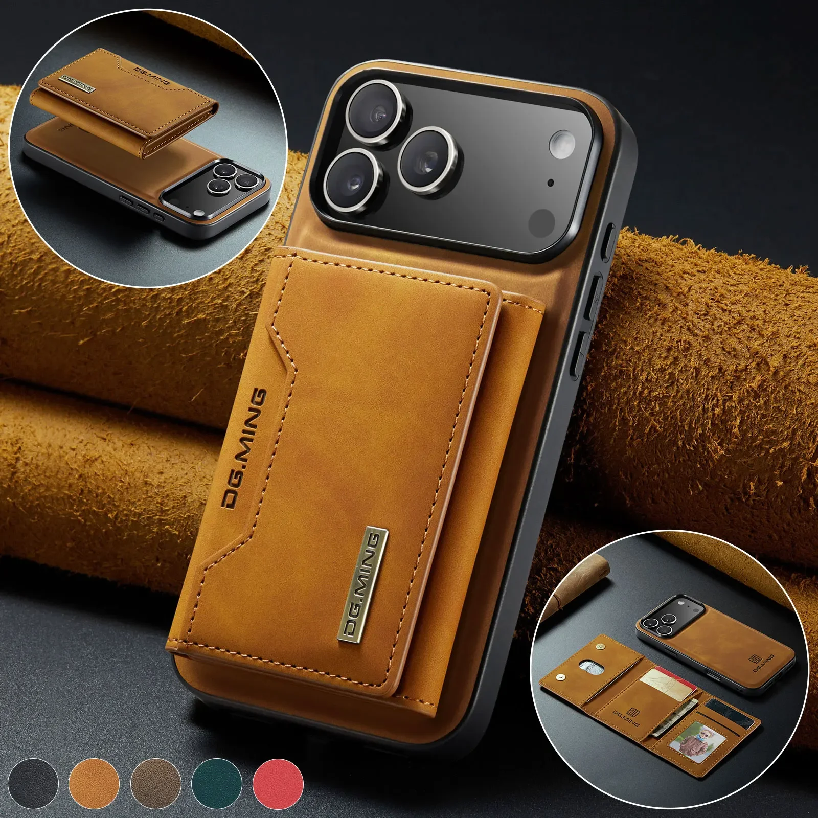 

Съемный магнитный чехол-кошелек 2 в 1, чехол для телефона IPhone 17 Air 16 15 14 13 12 11 Plus Pro Max, кожаный чехол с карманом и держателем для карт