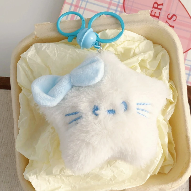 Neueste Cartoon Kätzchen Plüsch-schlüsselanhänger Nette Sternförmige Paar Rucksack Anhänger Brieftasche Und Auto Hängende Dekoration Weihnachten Geschenk