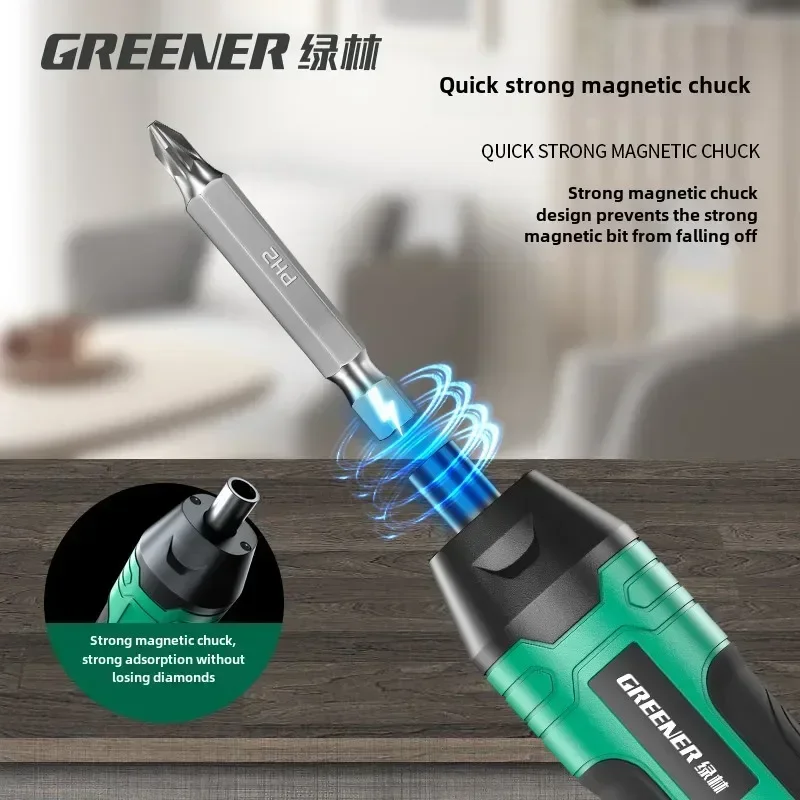 Green Forest Electric Screwdriver Set with Compact Design and Ergonomic Handle - Ideal for Tight Spaces and Precision Work