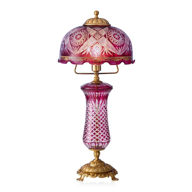 &c Luxury Golden Brass Crystal Table Lamp Handcrafted Metal Decorative Lighting Ornate Hanging Crystal Fringe Crystal Table Lamp