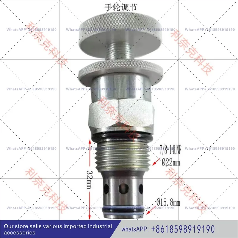 LF 10 Manual Adjustable Control Speed Valve LNV 10 Threaded Cartridge Valve, Handwheel Adjustment