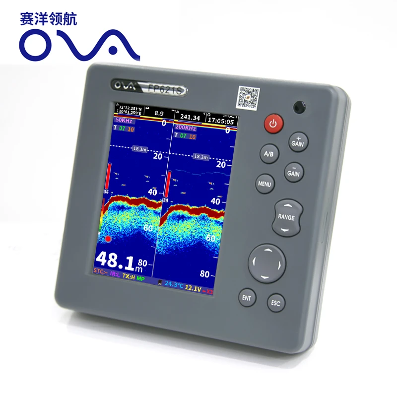 Dual frequency echo sounder bronze transducer fish finder for ship