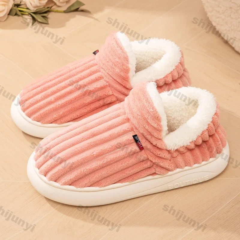 Women's Home Shoes 2026 Winter New Plush Thick Warm Couple Ankle Boots Comfortable Soft Sole Fashion Man Casual Cotton Shoes