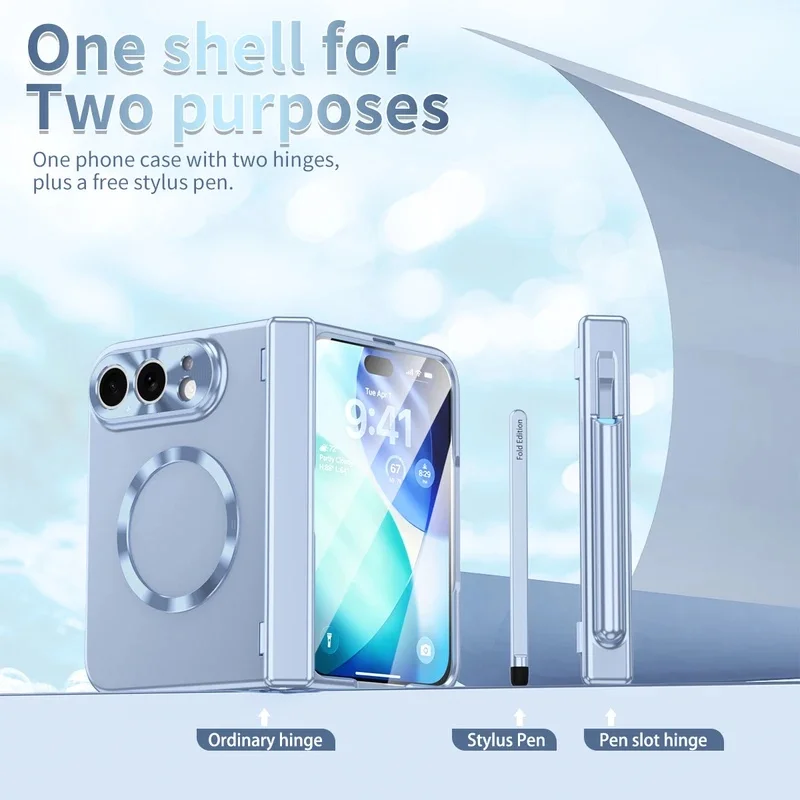 Luxury With touch pen for Magsafe Plating Hinge Protection Phone Case With Front Screen Tempered Film For iPhone Ultra Cover