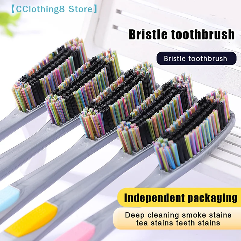 1/5Pcs Large Head Bristle Toothbrush Anti Slip Wide Design Deep Oral Cleaning Removing Tooth Stains And Smoke Stains【AliS8】