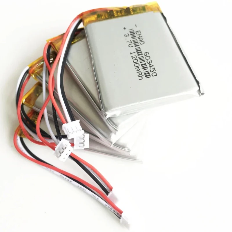 603450 3.7V 1200mAh Lipo Rechargeable Battery Li cells + JST ZH 1.5mm 3pin Connector For GPS DVD Recorder E-book Camera