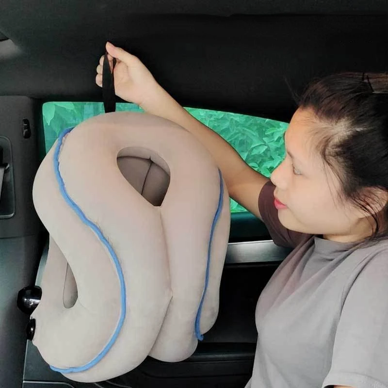 Upgraded Inflatable Air Cushion Travel Pillow Headrest Chin Support Cushions for Office Car Airplane Plane Rest Neck Nap Pillows